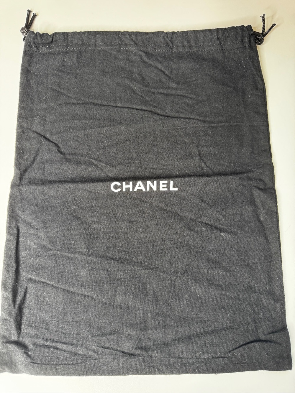 CHANEL Drawstring Logo Dust Bag Pouch Black 12X15